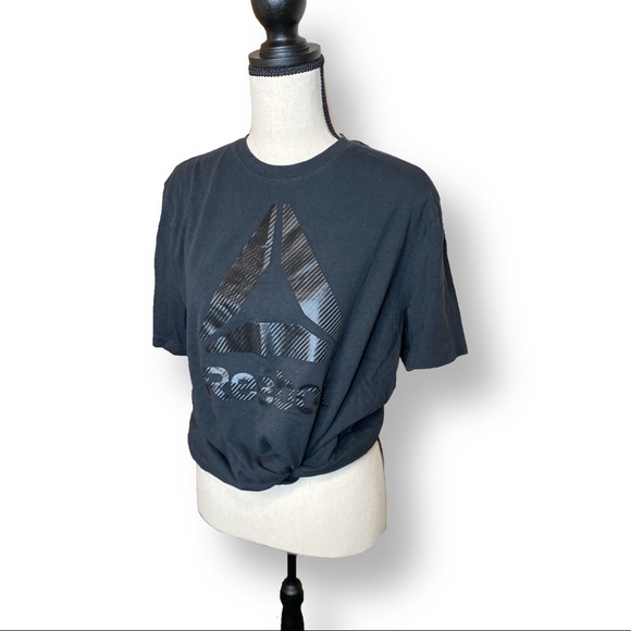 🟣 Reebok Black Soft Tee Shiny Graphic Sz Large - Picture 8 of 16
